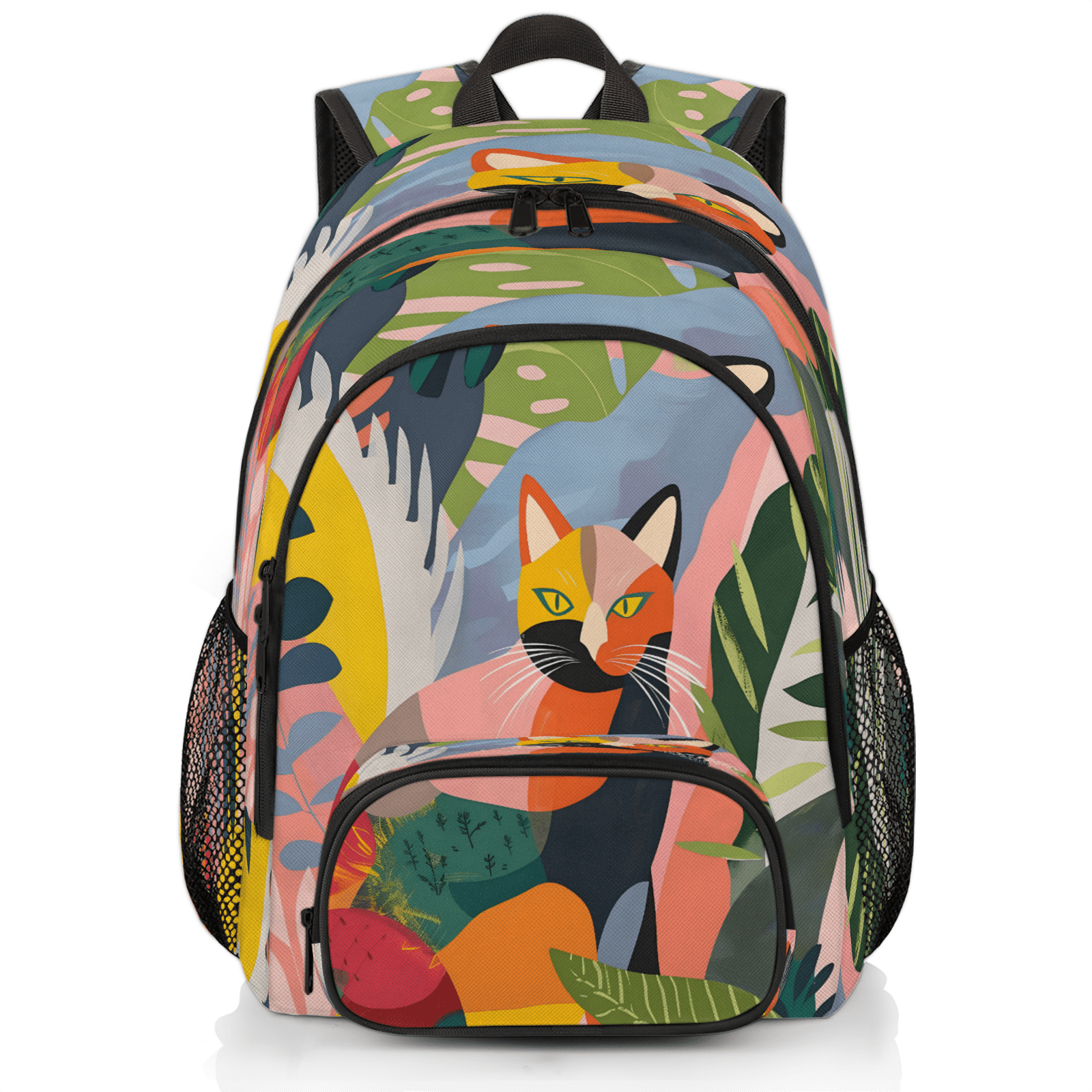 Herdesigns Cat Tropical Palm Leaves Laptop Backpack for  display picture 3