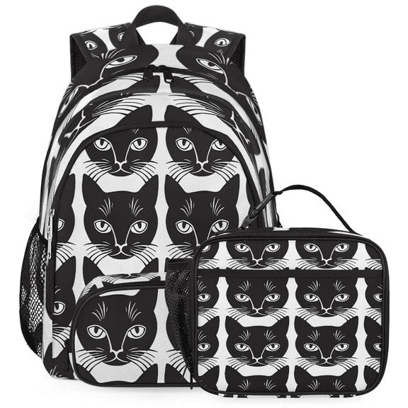 Herdesigns Cats Large Backpack Set with Lunch Box Lightweight Water Resistant Travel Laptop Backpacks Casual Daypacks for Women Men