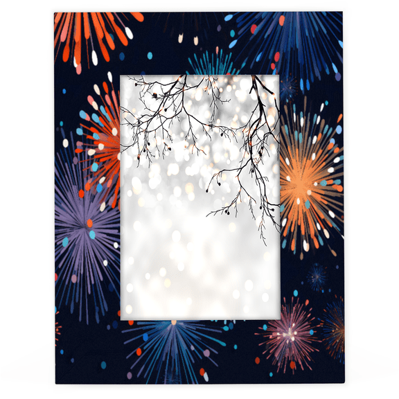 Herdesigns Celebrate Fireworks Festival 5x7 Picture Frame, Wood Photo Frame for Living Room Bedroom, Vertical & Horizontal Display