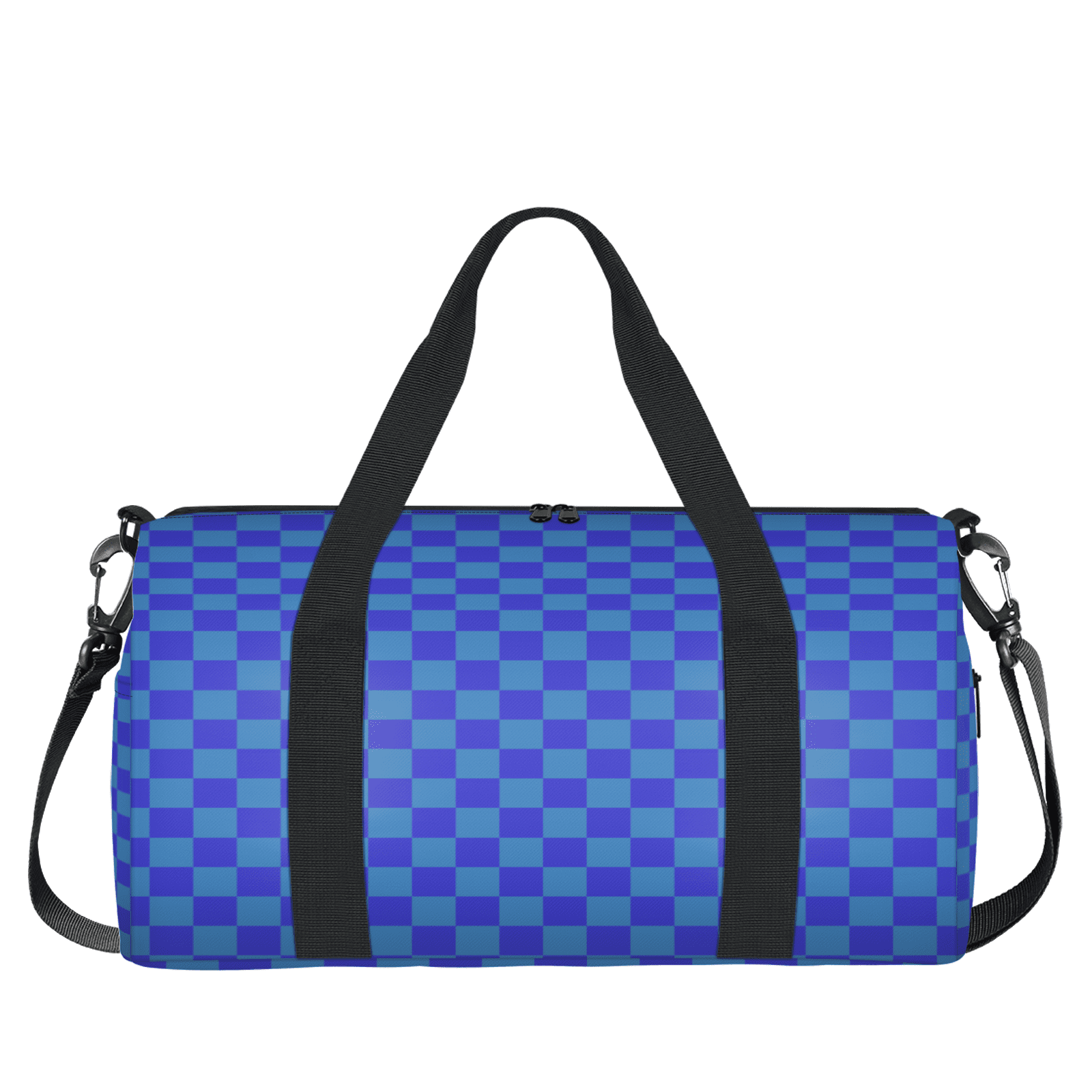 Herdesigns Checkerboard Blue Travel Duffle Bag Sports Yoga Weekender Overnight Carry on Workout Bags Lightweight Waterproof Gym Tote Bag for Women