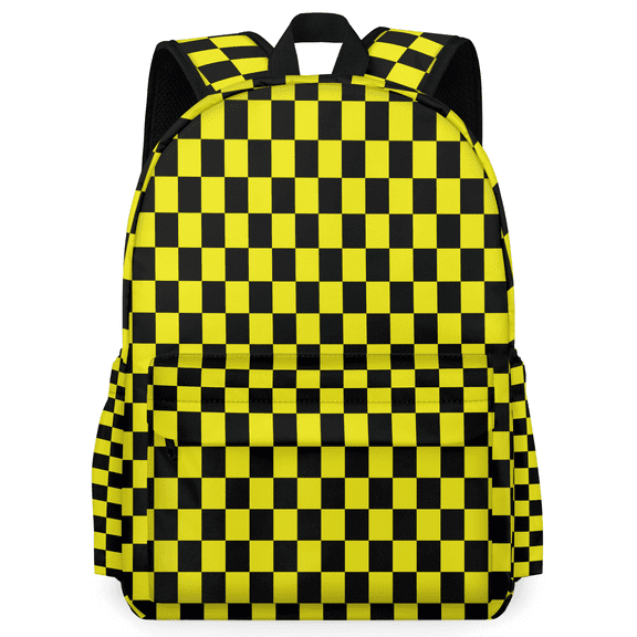 Herdesigns Checkerboard yellow and black Backpack for Men Women Large Capacity Laptop Backpack Casual Daypack for Work Travel