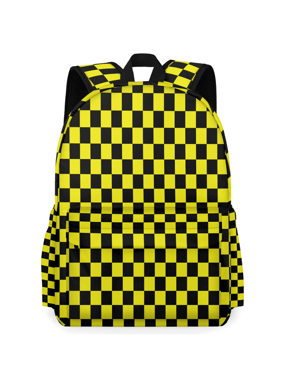 Checkerboard yellow and black Backpack for Men Women Large Capacity Laptop Backpack Casual Daypack for Work Travel