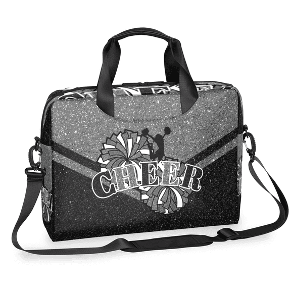 Herdesigns Cheer Black Grey Laptop Bag for Women Men, Computer Case Briefcase Messenger Bags, 15-15.6 inch Laptop Sleeve Shoulder Bag