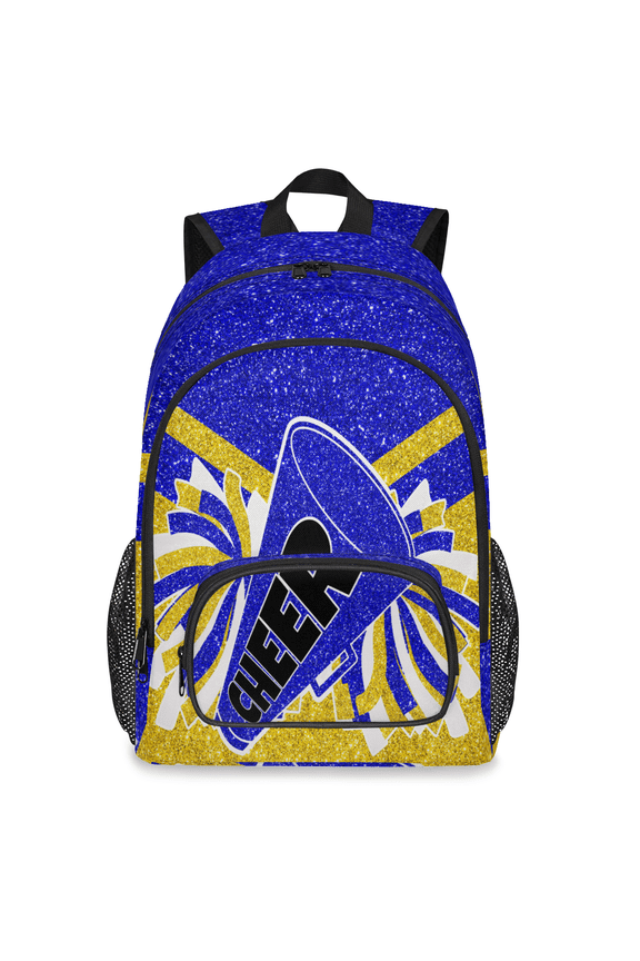 Cheer Laptop Backpack for Women Men, 18.3 Inch Large Cheerleading Blue Yellow Computer Backpacks Fashion Teacher Nurse Bag Casual Daypack for Work Travel