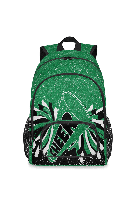 Cheer Laptop Backpack for Women Men, 18.3 Inch Large Cheerleading Green Black Computer Backpacks Fashion Teacher Nurse Bag Casual Daypack for Work Travel