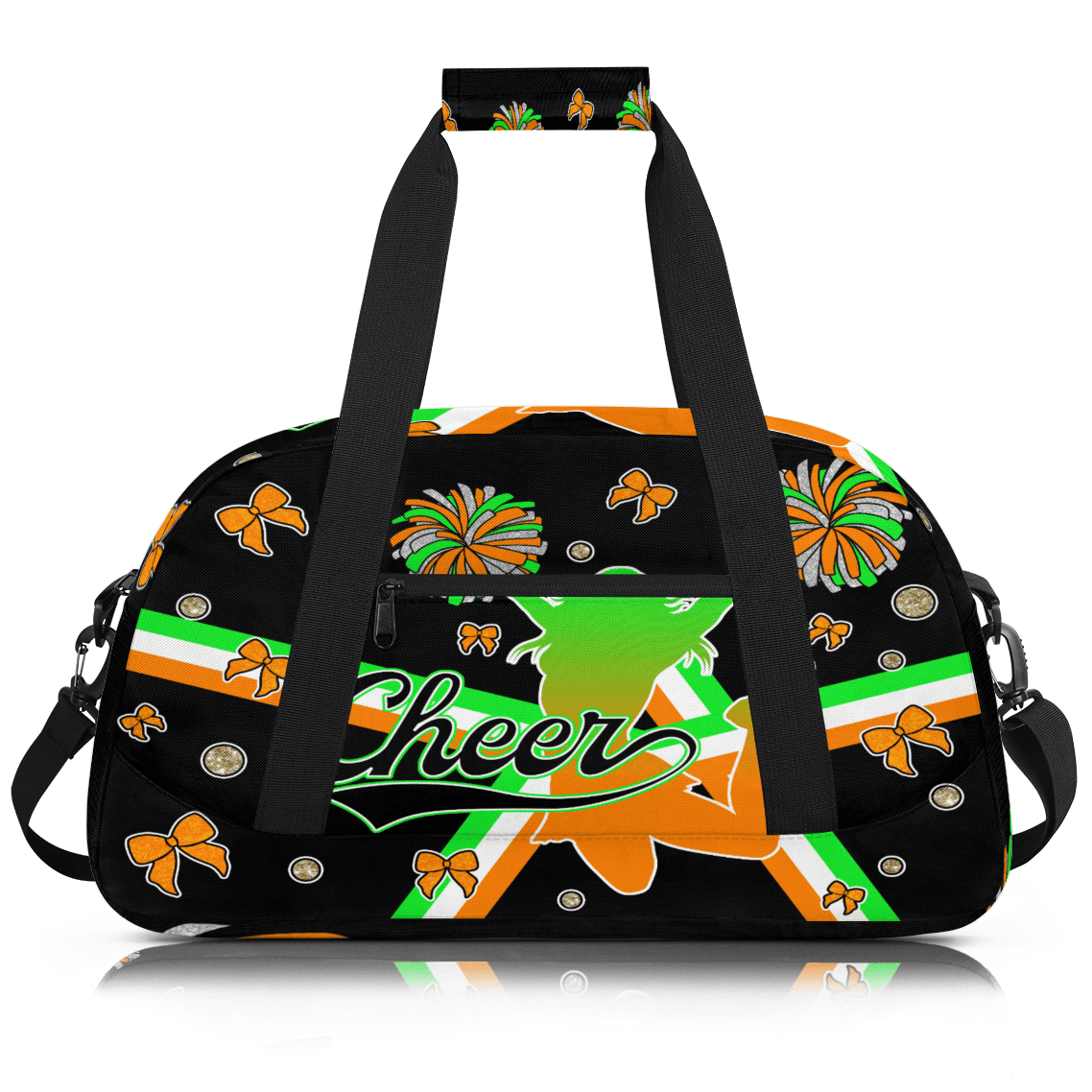 Herdesigns Cheerleader Bags Overnight Duffel Bags Cheer Green Orange Sport Gym Bag Travel Bag Travel Waterproof Weekender Bag Carry On Travel Tote Bag Dance Bags