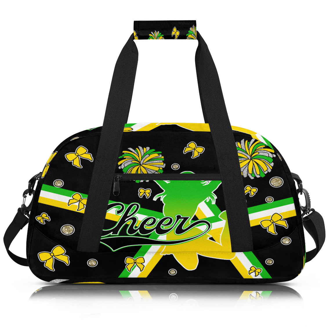 Herdesigns Cheerleader Bags Overnight Duffel Bags Cheer Green Yellow Sport Gym Bag Travel Bag Travel Waterproof Weekender Bag Carry On Travel Tote Bag Dance Bags