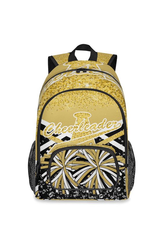 Cheerleader Laptop Backpack for Women Men, 18.3 Inch Large Computer Backpacks Fashion Teacher Nurse Bag Casual Daypack for Work Travel Gold Glitter