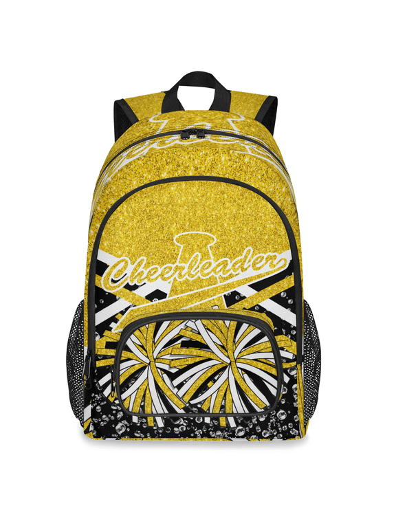Cheerleader Laptop Backpack for Women Men, 18.3 Inch Large Computer Backpacks Fashion Teacher Nurse Bag Casual Daypack for Work Travel Yellow Glitter