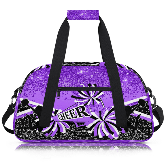 Herdesigns Cheerleading Bags Sport Duffle Bag Purple Cheer Gym Bags Overnight Travel Bag Waterproof Weekender Bags Carry On Travel Tote Bag Dance Bag