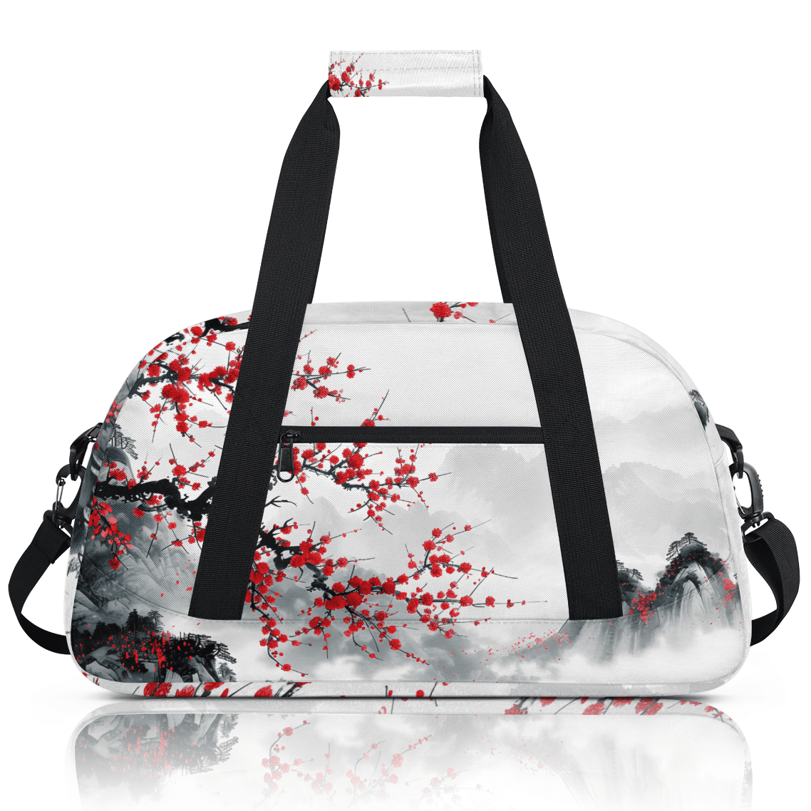 Herdesigns Cherry Blossom Flowers Sports Duffle Bag for Women & Men, Gym Bag Dance Bag Overnight Bag Carry On Weekender Travel Bag