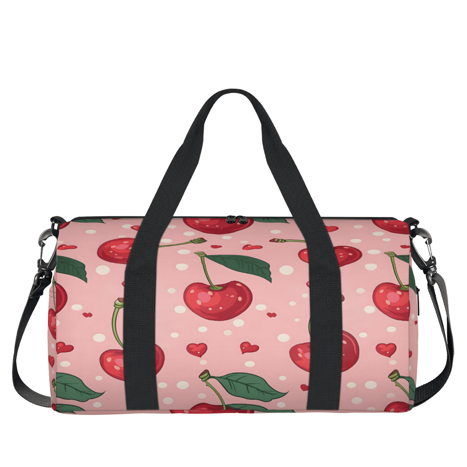 Herdesigns Cherry Travel Duffle Bag Sports Yoga Weekender Overnight Carry on Workout Bags Lightweight Waterproof Gym Tote Bag for Women
