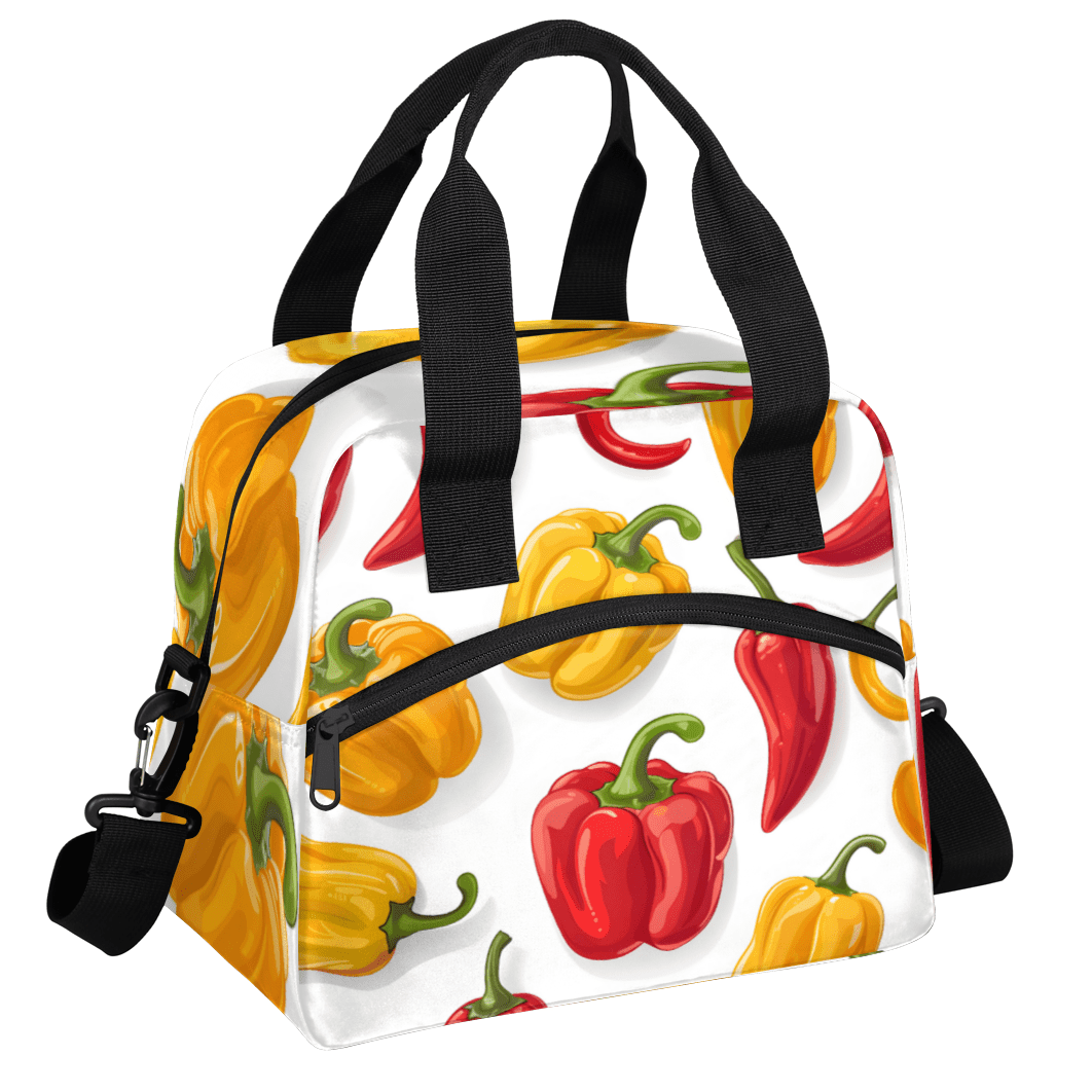 Herdesigns Chili Peppers Insulated Lunch Bag for Women Men Adults Large Reusable Lunch Box Colorful Leakproof Cooler Tote Bags with Adjustable Shoulder Strap