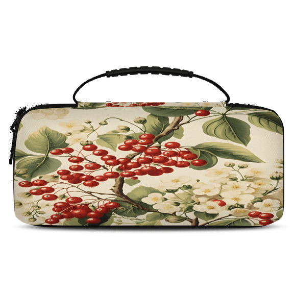 Herdesigns Christmas Carry Case Compatible with Nintendo Switch 2, with 20 Game Card Slots, Holly Leaves and Berries Portable Travel Carrying Case Pouch for Accessories & Games