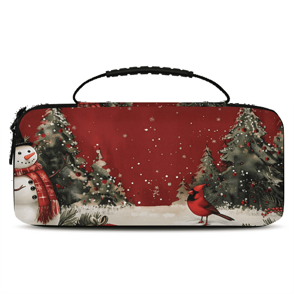Herdesigns Christmas Carrying Case for Nintendo Switch OLED Model 2021 & Switch 2017 with 20 Game Card Slots, Portable Travel Carry Case for Accessories and Console