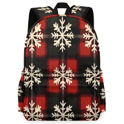 Herdesigns Christmas Snowflake Backpack for Men Women, Lightweight Laptop Backpack 16.3 Inch Red Black Xmas Snowflake Casual Daypack for Travel Work Commuter