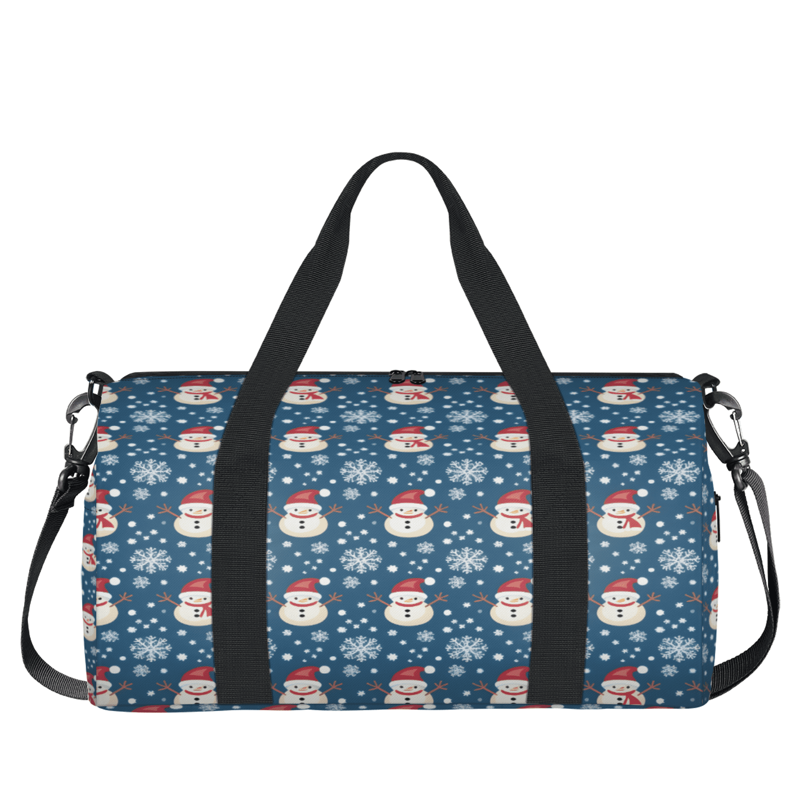 Herdesigns Christmas Snowman Gym Bag for Women, Duffle Bag for Travel Sport, Snowflake Lightweight Waterproof Carry on Weekender Dance Yoga Workout Bags