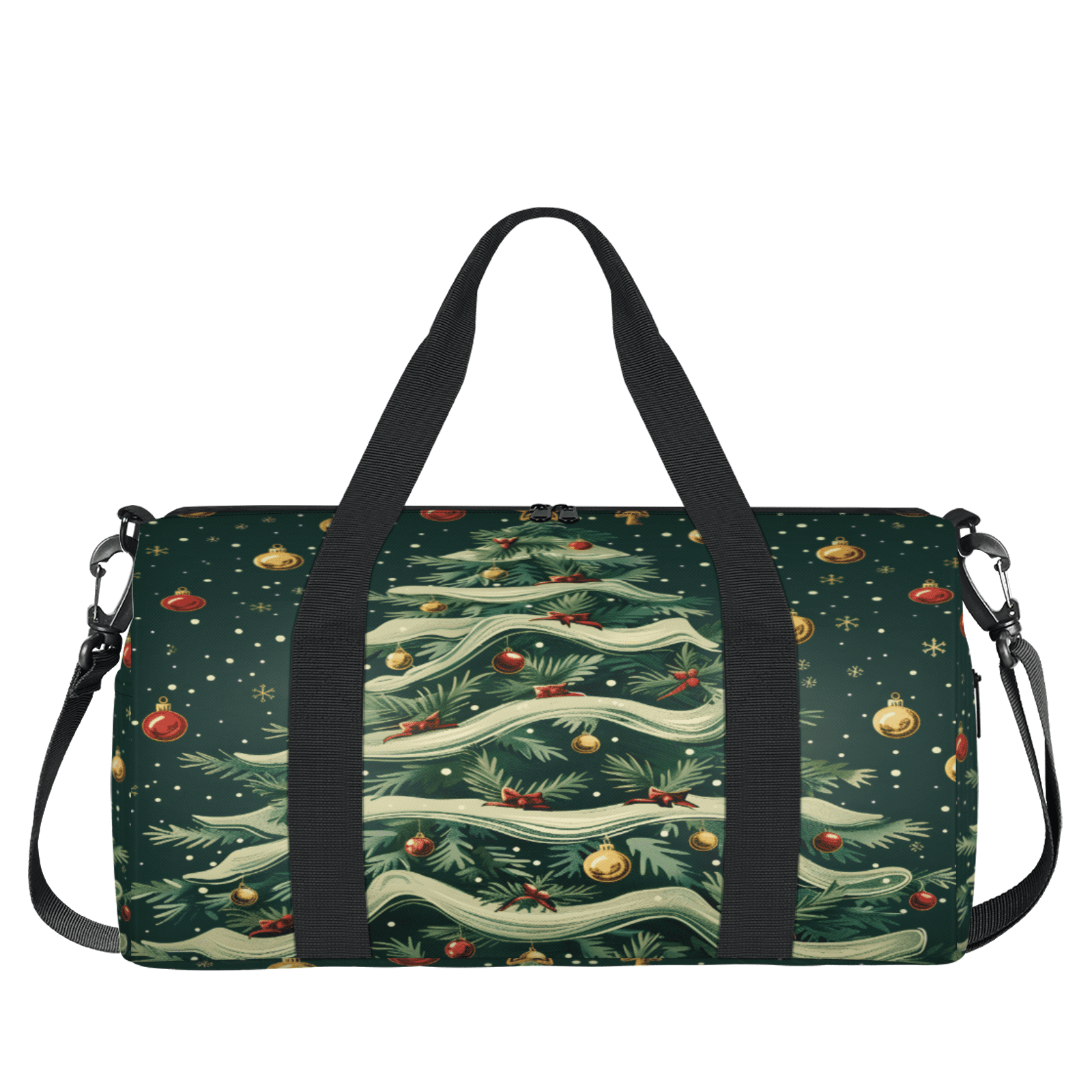 Herdesigns Christmas Travel Duffle Bag Sports Yoga Weekender Overnight Carry on Workout Bags Lightweight Waterproof Gym Tote Bag for Women Christmas Tree