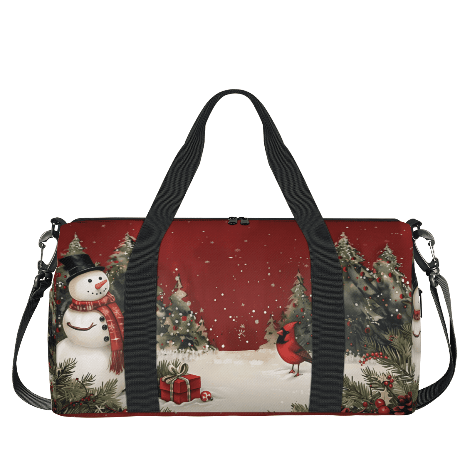 Herdesigns Christmas Travel Duffle Bag Sports Yoga Weekender Overnight Carry on Workout Bags Lightweight Waterproof Gym Tote Bag for Women