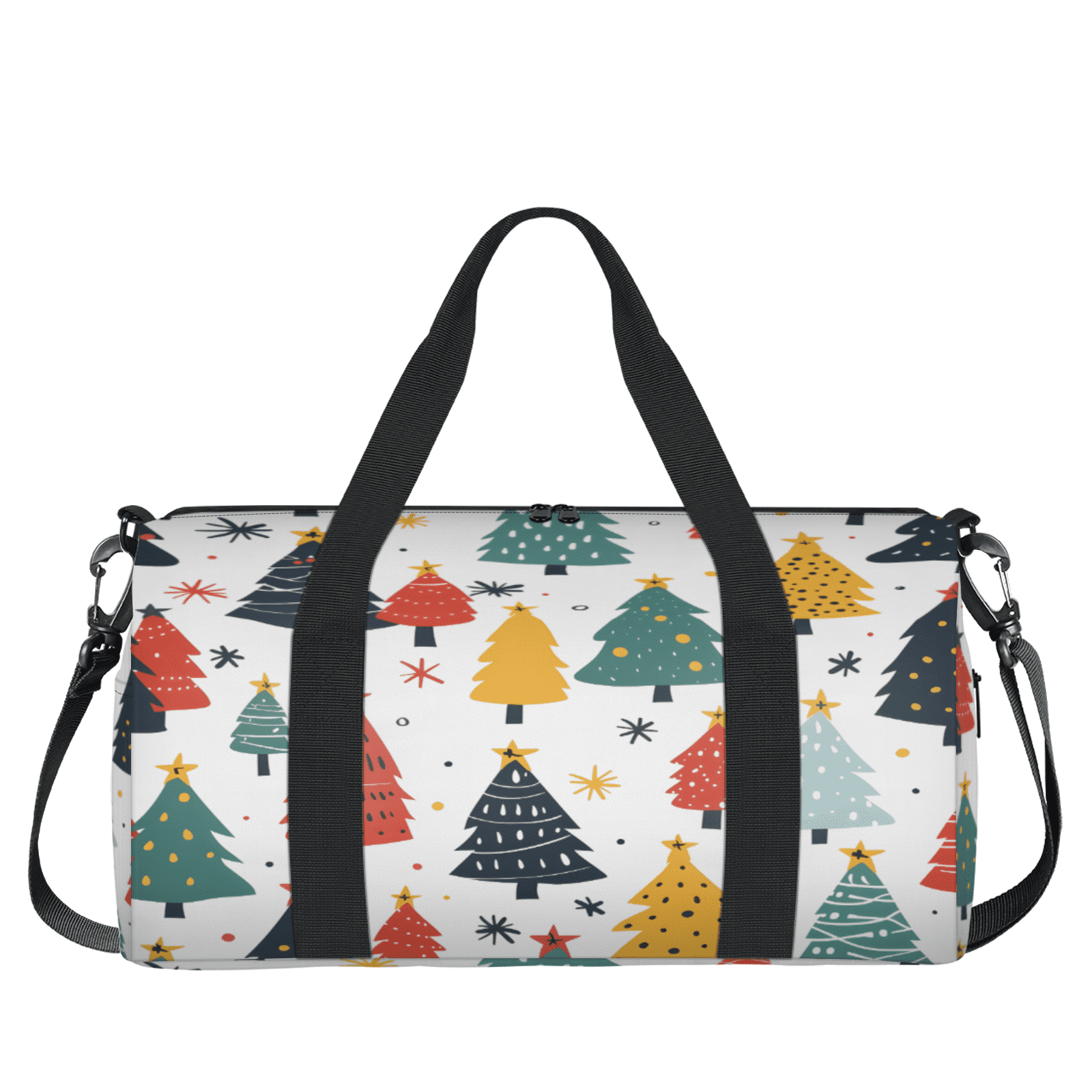 Herdesigns Christmas Tree Travel Duffle Bag Sports Yoga Weekender Overnight Carry on Workout Bags Lightweight Waterproof Gym Tote Bag for Women Colorful