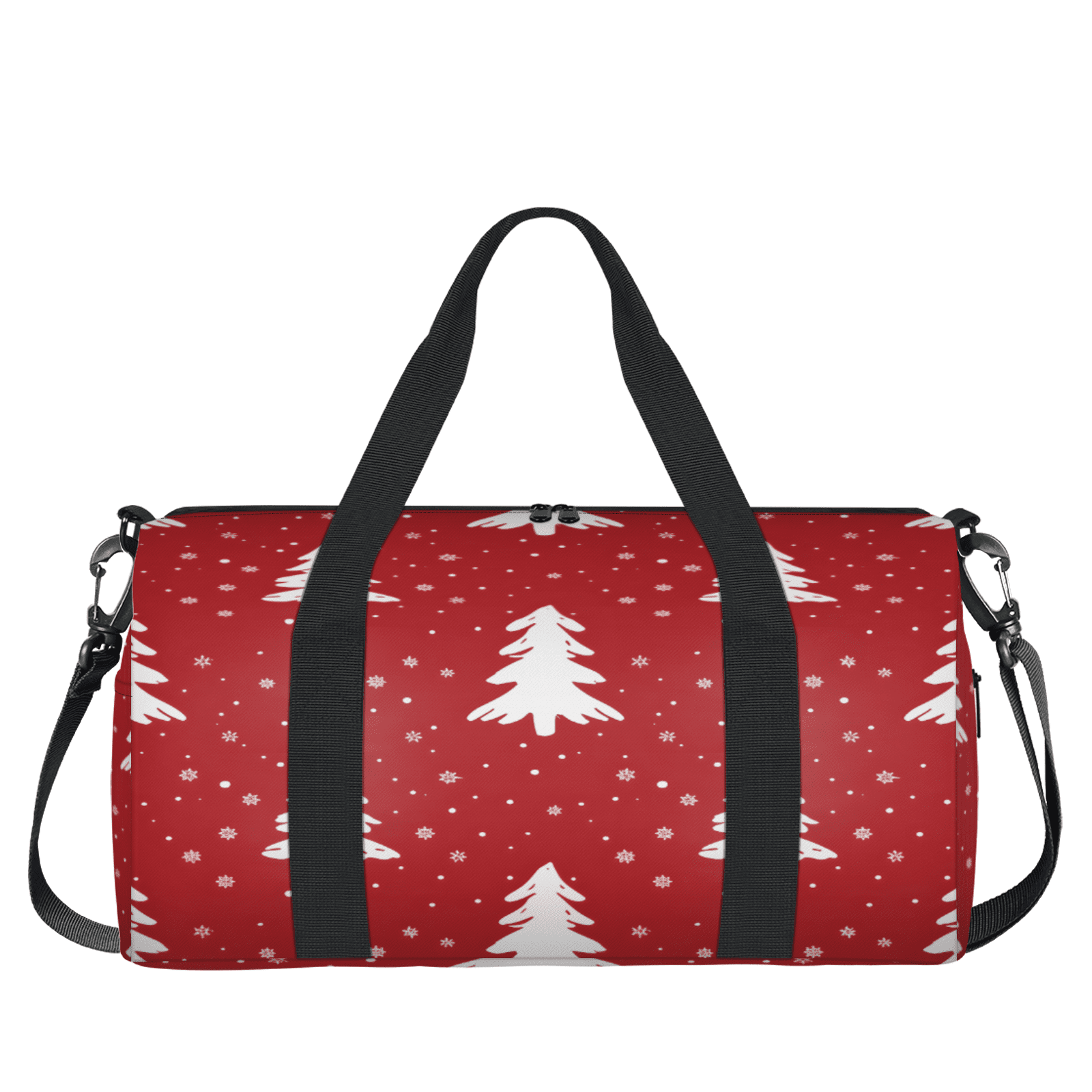 Herdesigns Christmas Tree Travel Duffle Bag Sports Yoga Weekender Overnight Carry on Workout Bags Lightweight Waterproof Gym Tote Bag for Women Red
