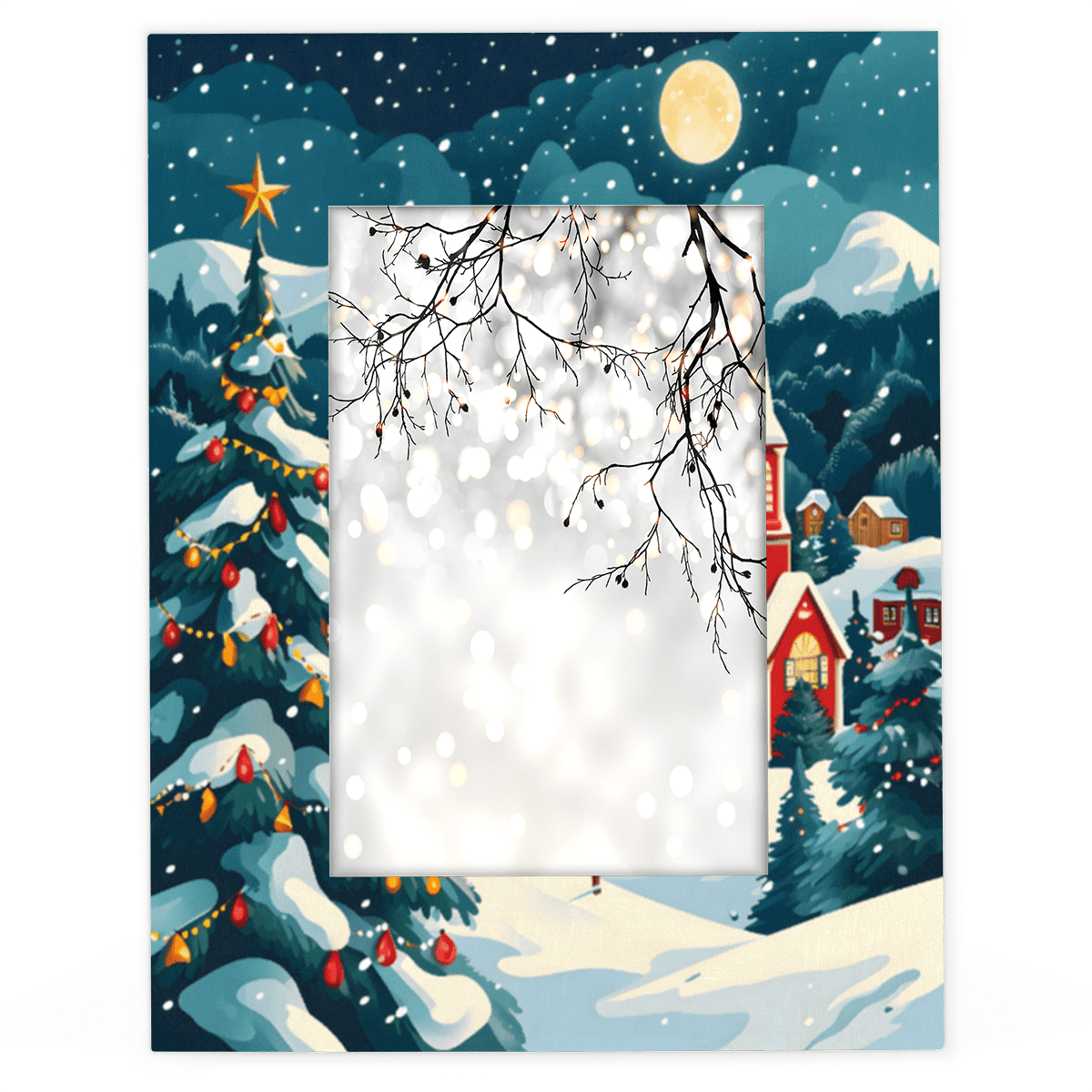 Herdesigns Christmas Winter Town 5x7 Picture Frame, Wood Photo Frame ...