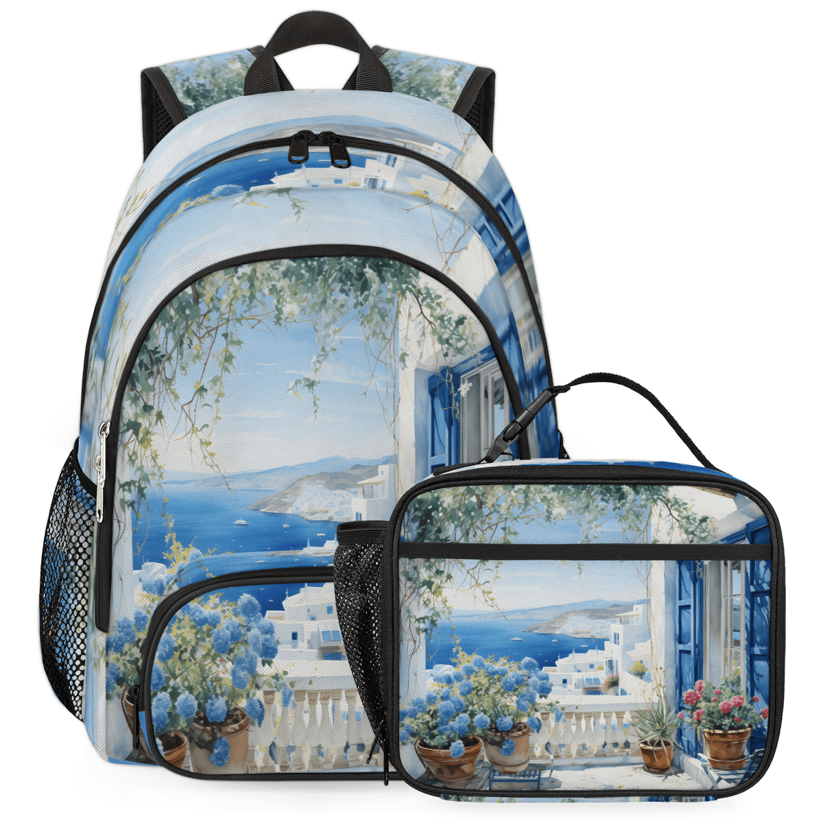 Herdesigns City Landscape Modern Backpack with Lunch Box Romantic City ...