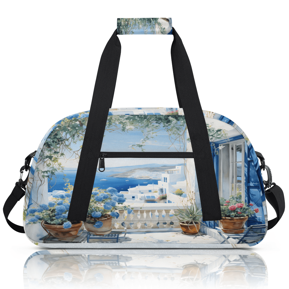 Herdesigns City Landscape Modern Sports Duffle Bag for Women & Men, Romantic City Gym Bag Dance Bag Overnight Bag Carry On Weekender Travel Bag