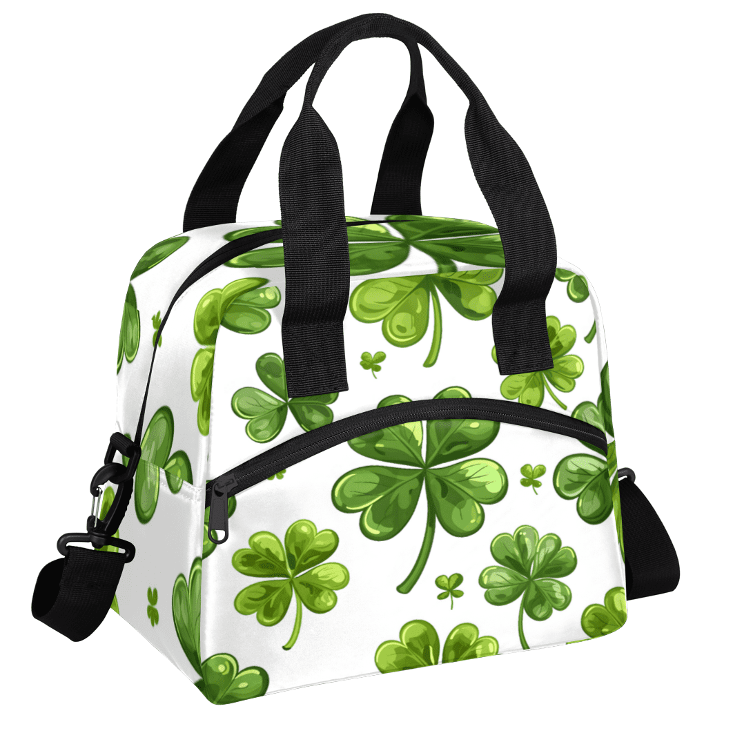 Herdesigns Clover Insulated Lunch Bag for Women Men Adults Large Reusable Lunch Box St Patrick's Day Shamrock Leakproof Cooler Tote Bags with Adjustable Shoulder Strap
