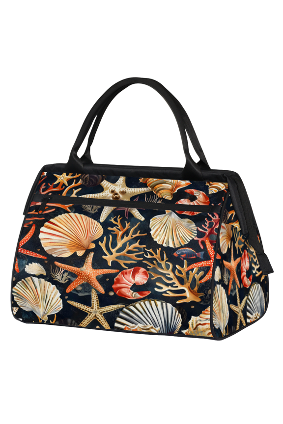 Coastal Beach Seashell Starfish Weekender Travel Duffel Bag Carry On Overnight Gym Hospital Bag Personal Item Travel Bag