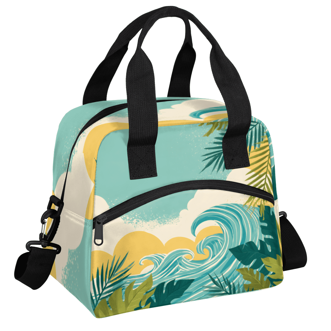 Herdesigns Coastal Insulated Lunch Bag for Women Men Adults Large Reusable Lunch Box Hawaii Seaside Leakproof Cooler Tote Bags with Adjustable Shoulder Strap