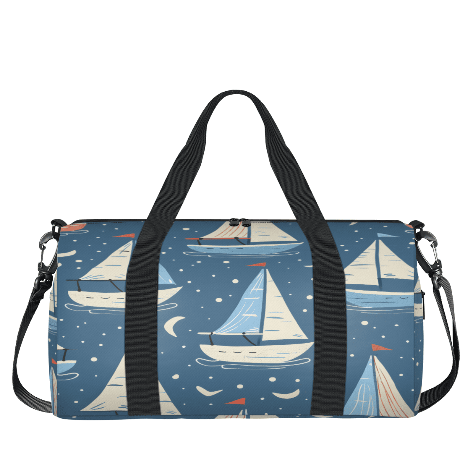Herdesigns Coastal Sailboat Gym Bag for Women, Duffle Bag for Travel Sport, Seaside Nautical Lightweight Waterproof Carry on Weekender Dance Yoga Workout Bags