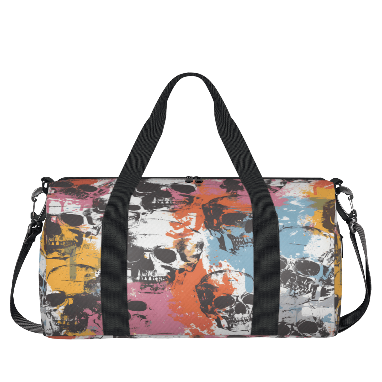 Herdesigns Color Skull Gothic Skeleton Gym Bag for Women, Duffle Bag for Travel Sport, Lightweight Waterproof Carry on Weekender Overnight Dance Yoga Workout Bags