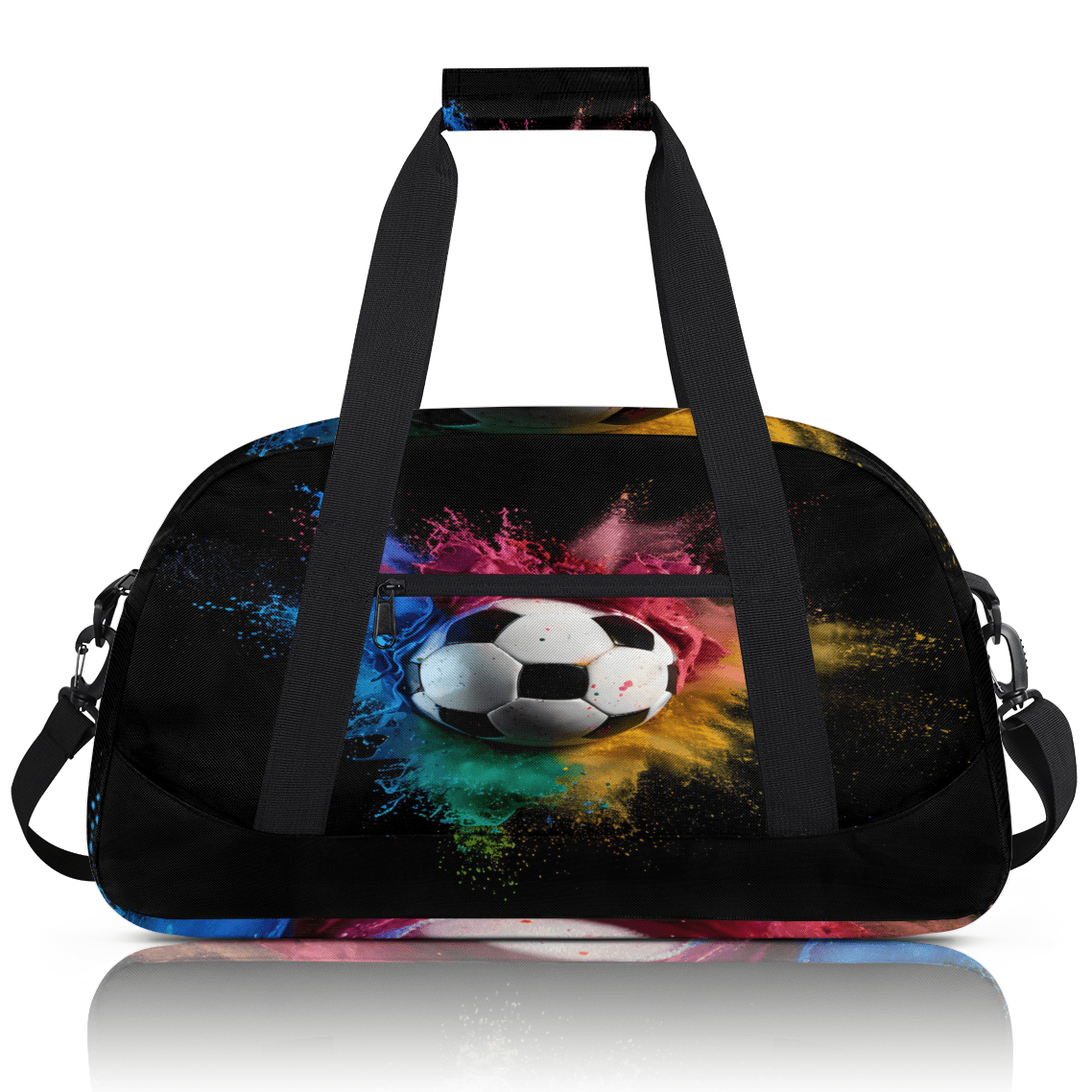 Herdesigns Colored Soccer Sports Duffle Bag for Women & Men, Gym Bag Dance Bag Overnight Bag Carry On Weekender Travel Bag