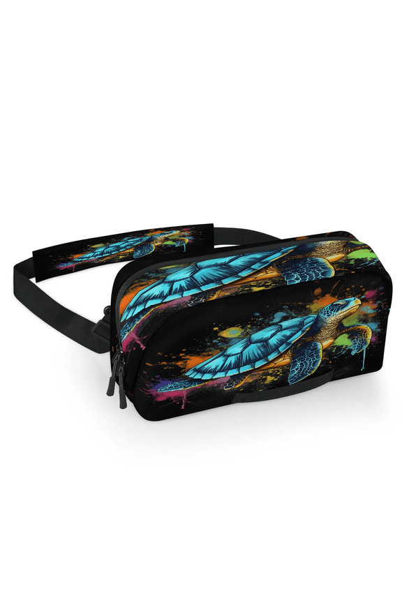 Colorful Carrying Case Bag for Gaming Console, Waterproof Travel Crossbody Sling Bag Compatible with Nintendo Switch 2, Adjustable Shoulder Strap Chest Bag, Sea Turtle
