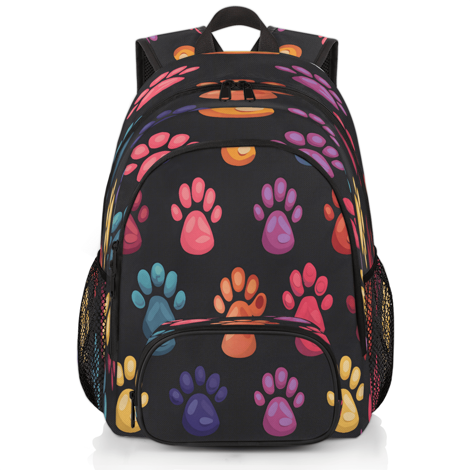 Herdesigns Colorful Cartoon Dog Paw Print Laptop Backpack for Women Men ...