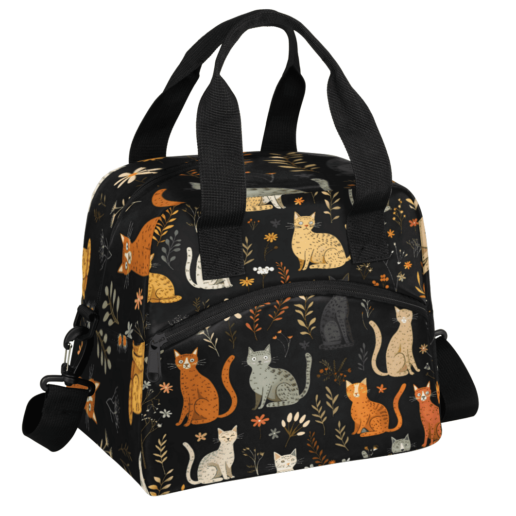 Herdesigns Colorful Cats Insulated Lunch Bag for Women Men Adults Large Reusable Lunch Box Leakproof Portable Cooler Tote Bags with Adjustable Shoulder Strap
