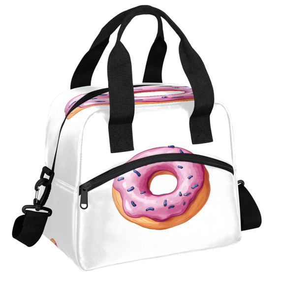 Herdesigns Colorful Donuts Lunch Bag for Women Men Adult, Food Large Insulated Reusable Lunch Box Leakproof Portable Cooler Tote Bags for Work Picnic Beach