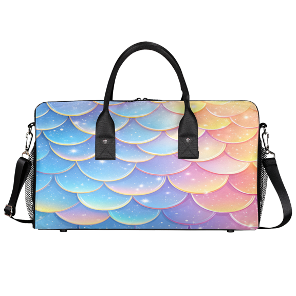 Herdesigns Colorful Fish Scale Sports Travel Duffle Bag for Men Women, Gym Bag Waterproof Lightweight Weekend Carry On Tote, Sea Fish Scales