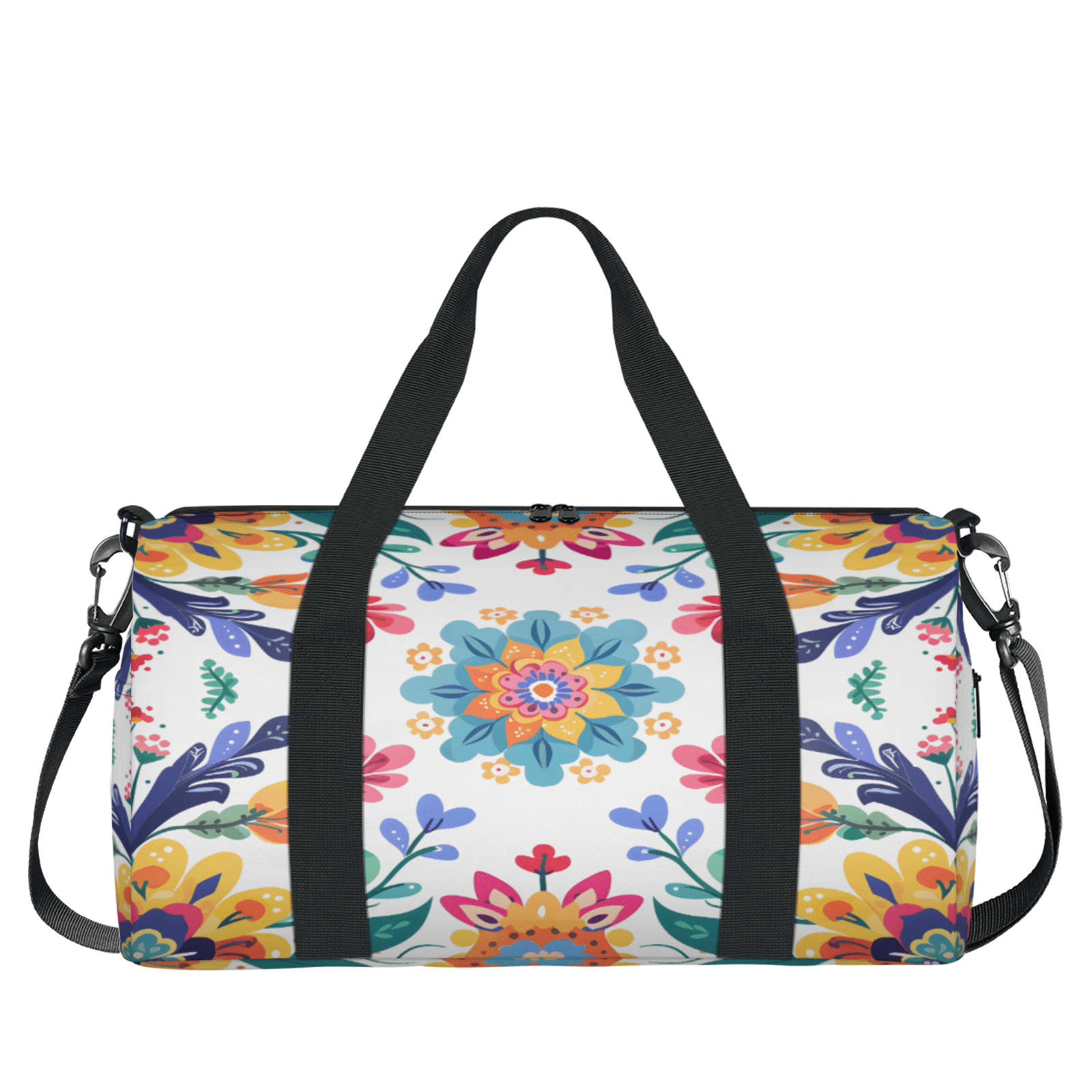 Herdesigns Colorful Floral Summer Flowers Gym Bag for Women, Duffle Bag for Travel Sport, Lightweight Waterproof Carry on Weekender Overnight Dance Yoga Workout Bags