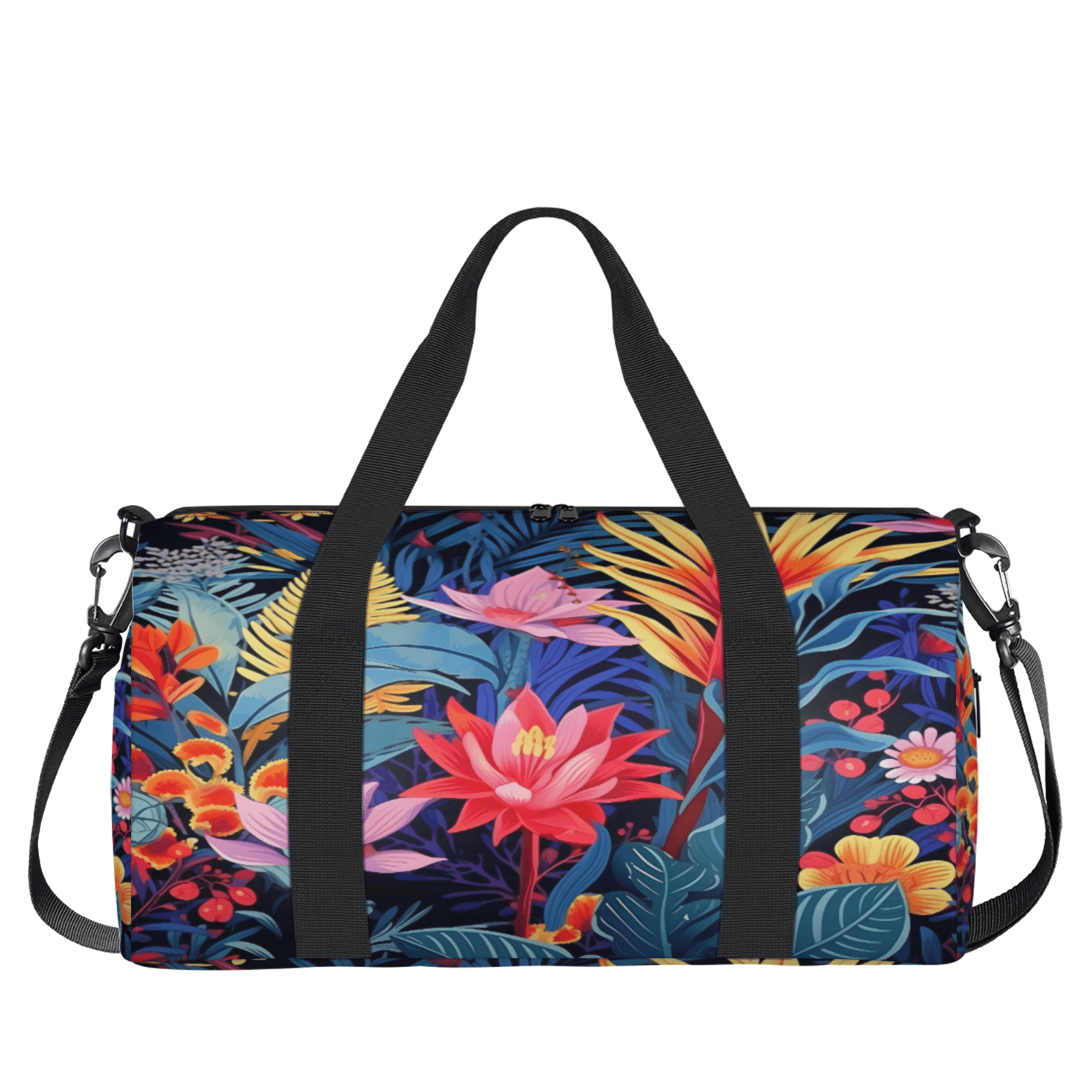 Herdesigns Colorful Floral Travel Duffle Bag Sports Yoga Weekender Overnight Carry on Workout Bags Lightweight Waterproof Gym Tote Bag for Women