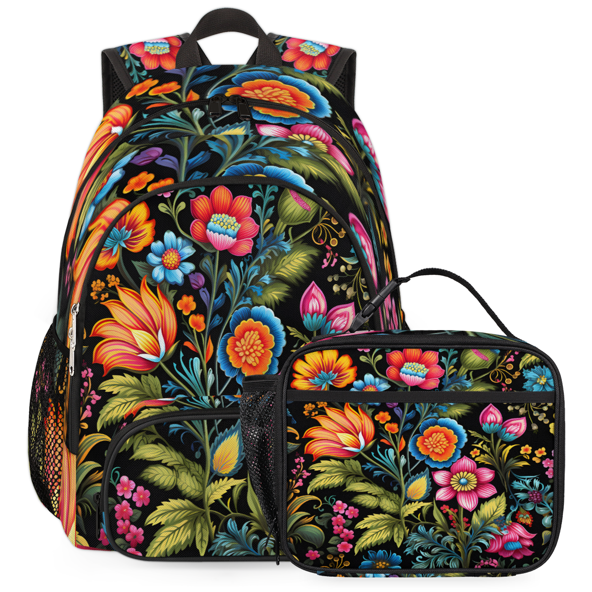 Flower Colorful Backpack Herdesigns Colorful Flowers Backpack with Lunch Box Spring Summer ...