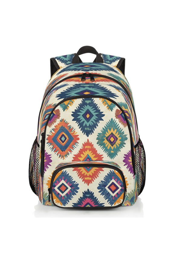 Colorful Geometric Laptop Backpack for Women Men, 18.3 Inch Work Computer Backpacks Vintage Large Nurse Bag Waterproof Casual Daypack for Travel