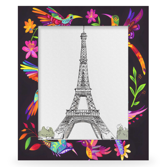 Herdesigns Colorful Hummingbird 8x10 Picture Frame, Wood Photo Frame for Wall & Tabletop, Vertical & Horizontal Display Home Decor