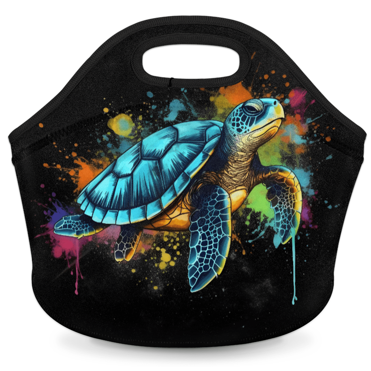 Herdesigns Colorful Neoprene Lunch Bag, Sea Turtle Insulated Lunch Box for Women Men Washable Lunch Tote Soft Lunch Container With Zipper for Work Picnic Travel