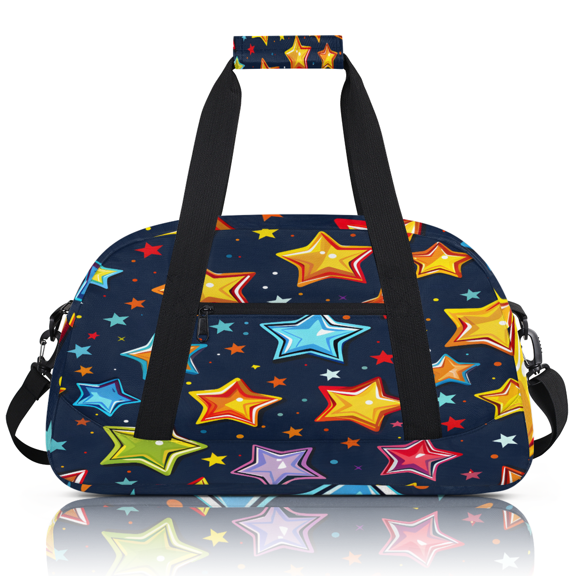 Herdesigns Colorful Stars Sports Duffle Bag for Women & Men, Star Galaxy Gym Bag Dance Bag Overnight Bag Carry On Weekender Travel Bag