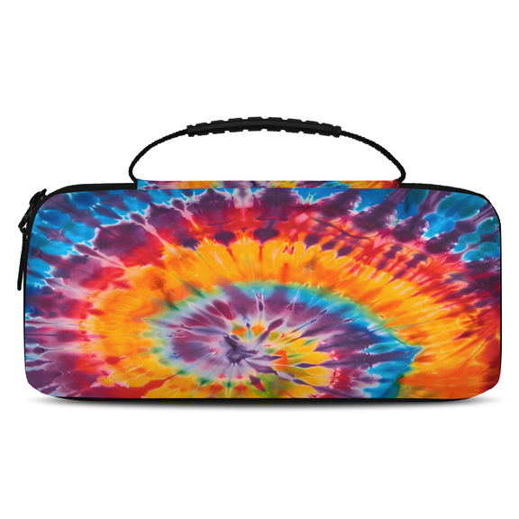 Herdesigns Colorful Tie Dye Rainbow Spiral Carrying Case for Nintendo Switch 2 with 20 Game Card Slots, Portable Travel Carry Case for Accessories and Console