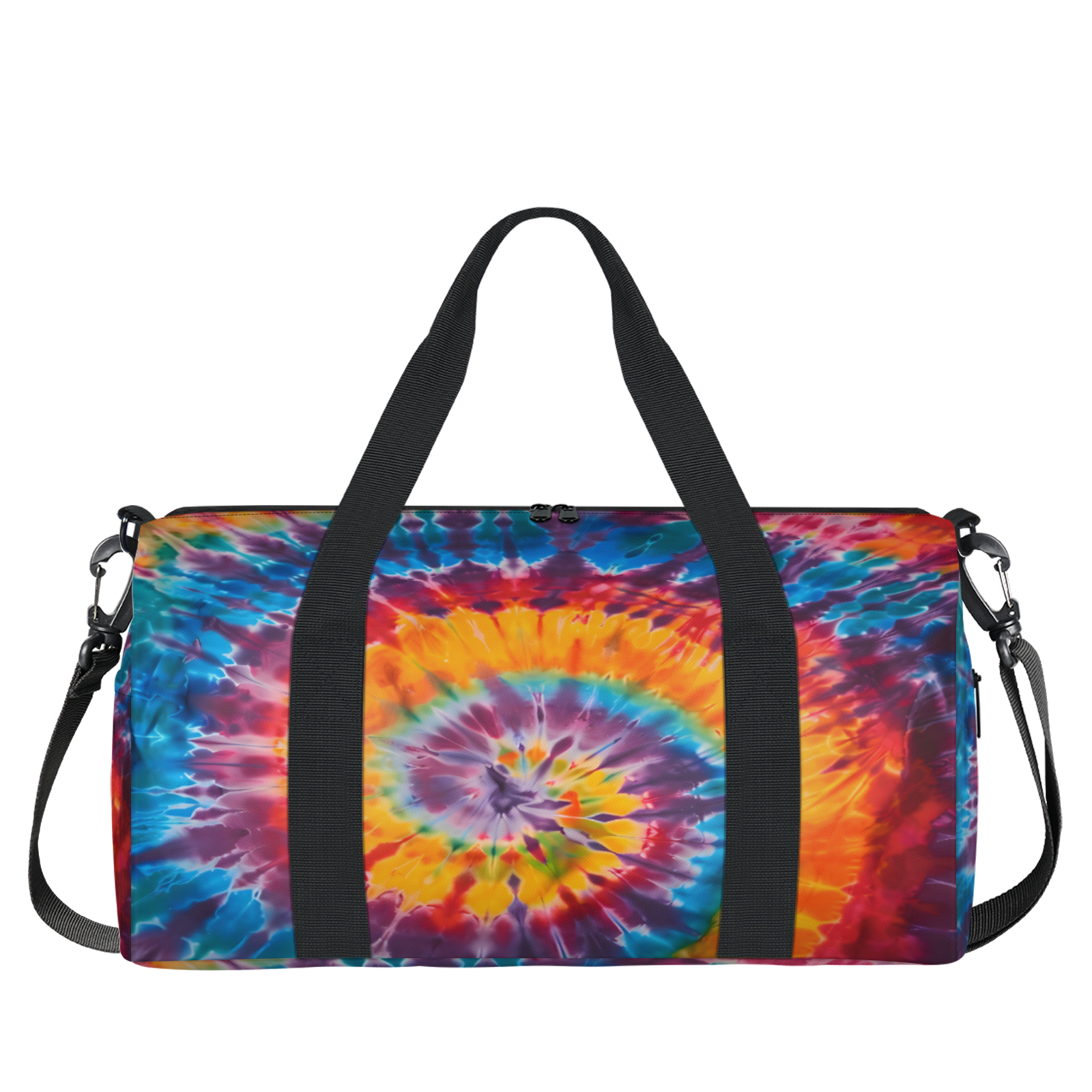 Herdesigns Colorful Tie Dye Rainbow Spiral Gym Bag for Women, Duffle Bag for Travel Sport, Lightweight Waterproof Carry on Weekender Overnight Dance Yoga Workout Bags