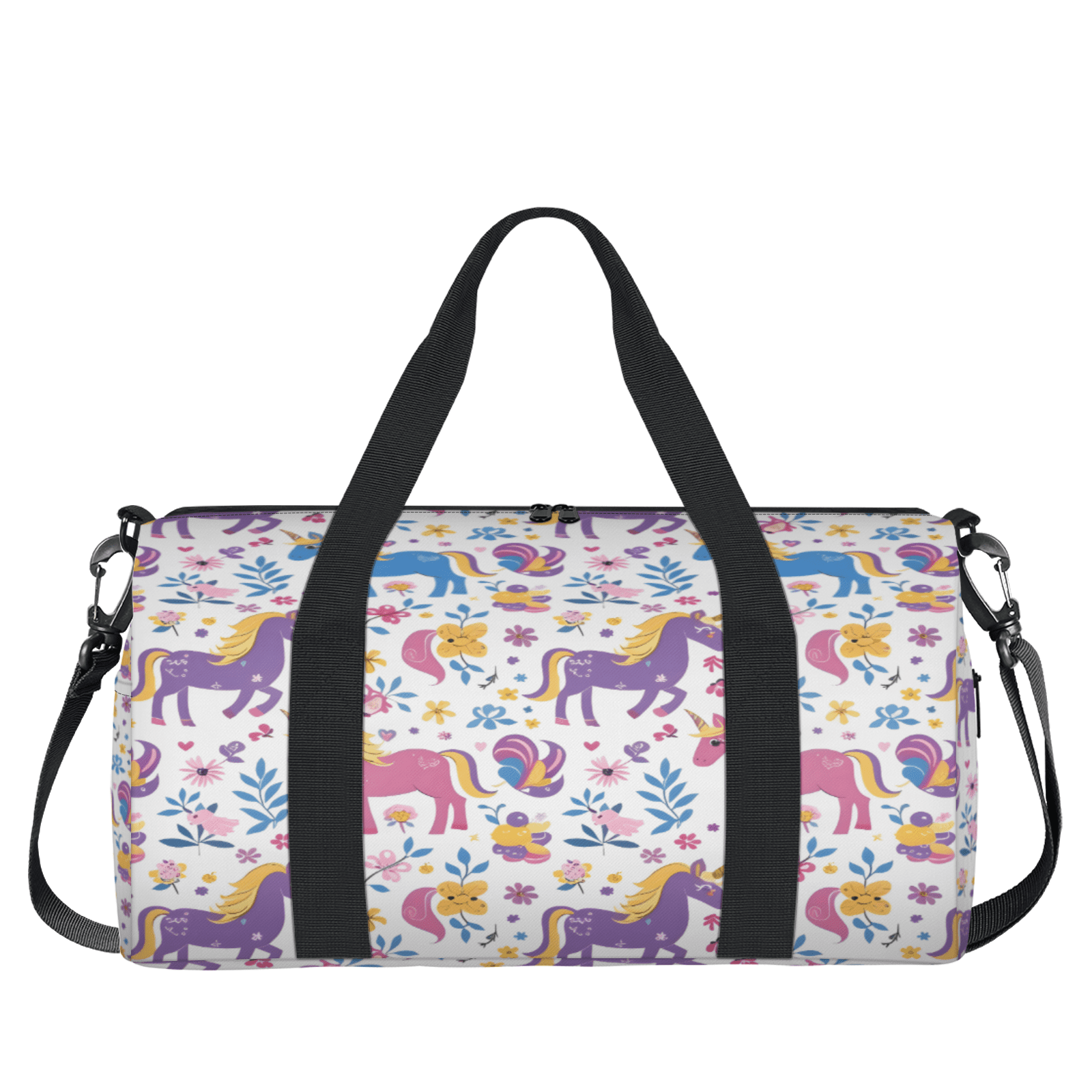 Herdesigns Colorful Unicorn Gym Bag for Women, Duffle Bag for Travel Sport, Lightweight Waterproof Carry on Weekender Overnight Dance Yoga Workout Bags