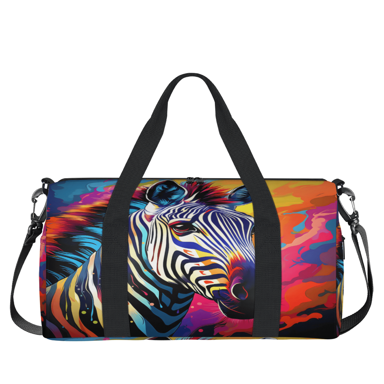 Herdesigns Colorful Zebra Gym Bag for Women, Duffle Bag for Travel Sport, Lightweight Waterproof Carry on Weekender Overnight Dance Yoga Workout Bags